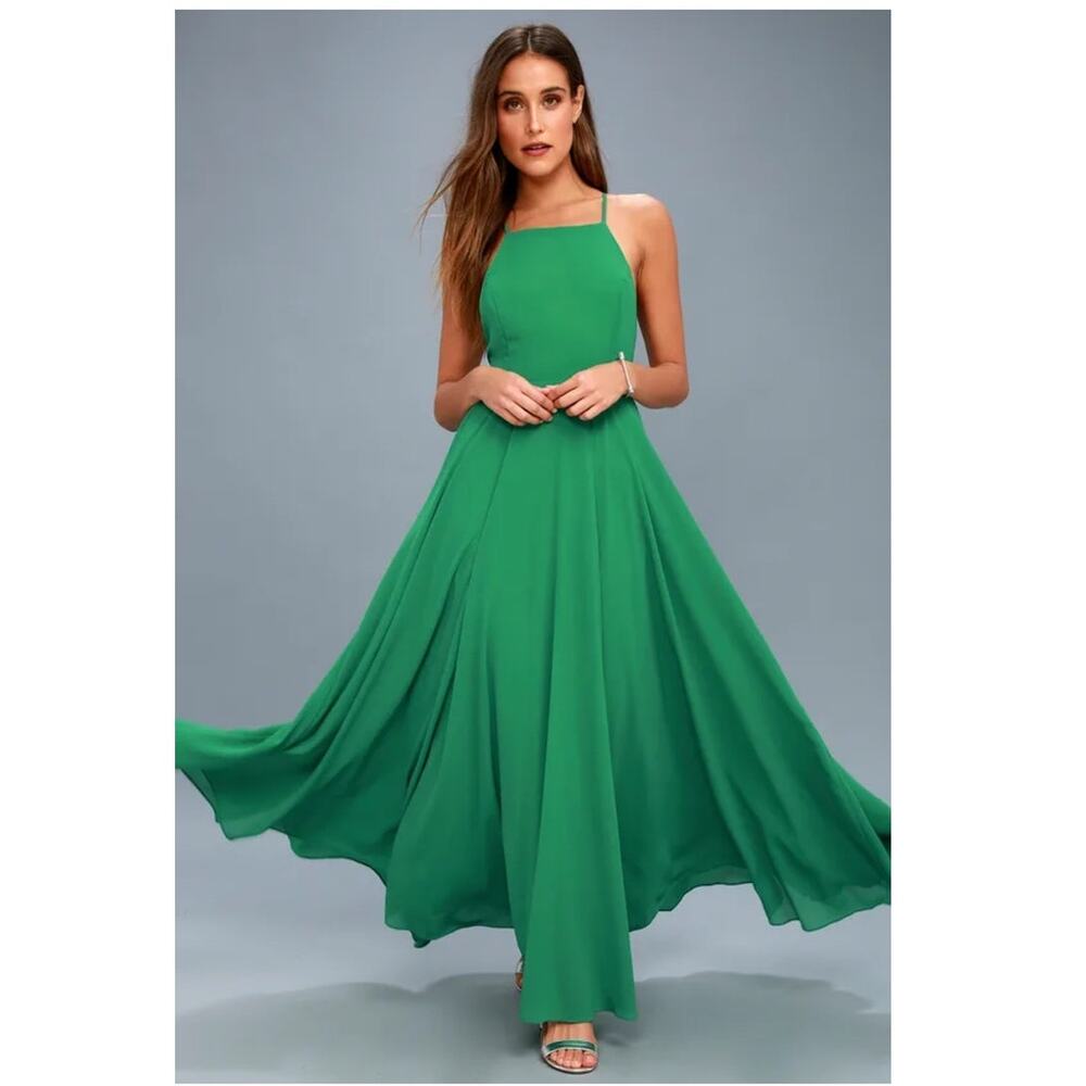 Lulu's Mythical Kind of Love Sleeveless Formal Green Maxi Dress Gown M